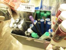 box of approx 35 various Roller Pens, Gold, Silver, White, Liners for Wood, Glass, Potter etc sse