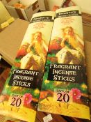 12 x Ancient Wisdom pascks of 20 Sticks Dewberry Fragrant Incense Sticks