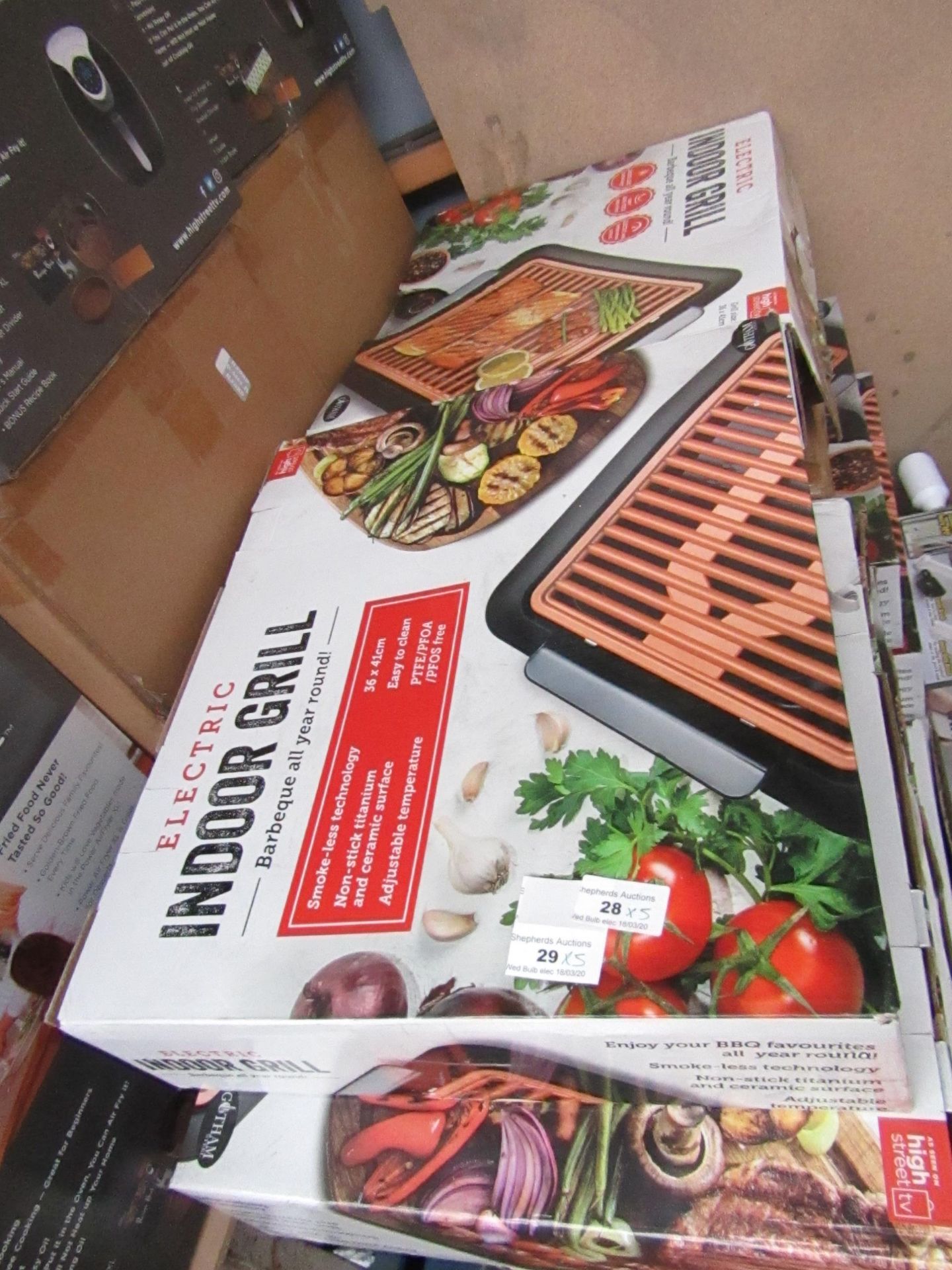 | 5X | ELECTRIC INDOOR GRILL | UNCHECKED AND BOXED | NO ONLINE RE-SALE | SKU C506541512825 | RRP £