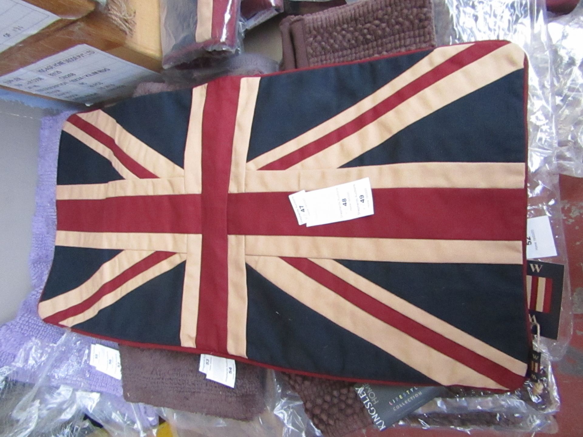 2x Union Jack Cushion Cover 30 x 15in, new and packaged.