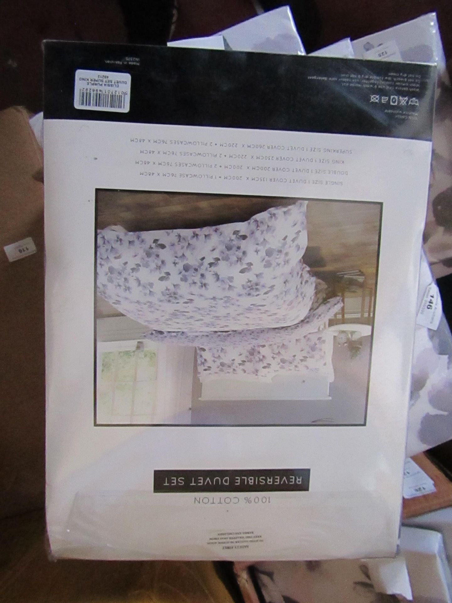 Sanctuary Elissia Mono Superking Reversible Duvet Set,100 % Cotton RRP £79.99 New & Packaged