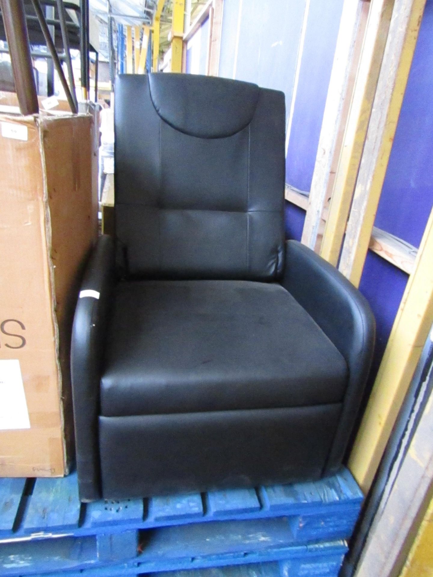 Black foldable back rest chair, no major damage.