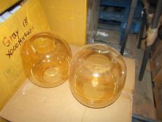 4x Amber glass ceiling light shades