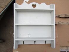 Wall mounted 3 shelf unit with coat hooks, new and boxed