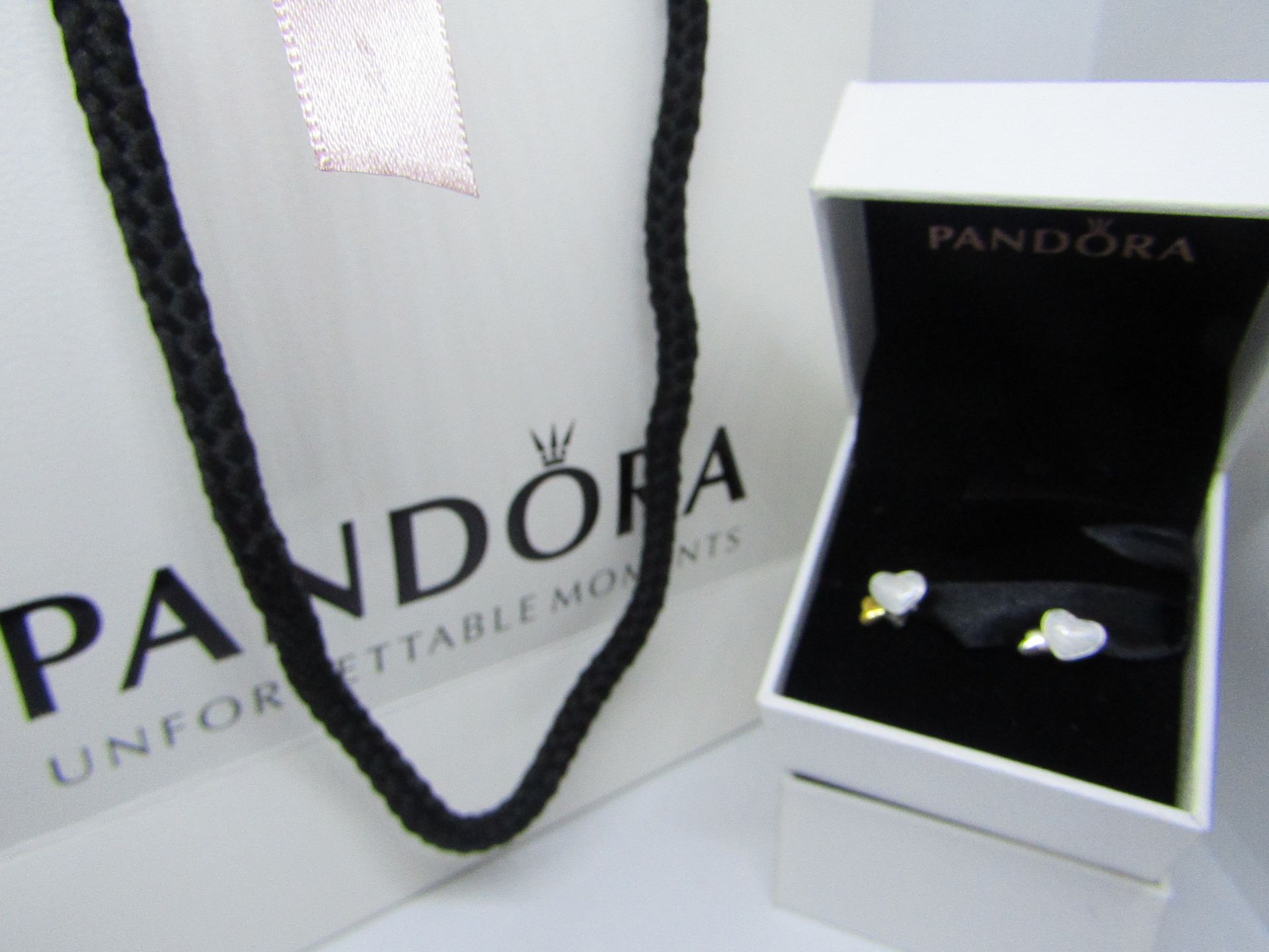 Pandora 925 Silver Heart Earrings in Presentation box & Pandora Gift Bag (ideal Mothers Day Gift)