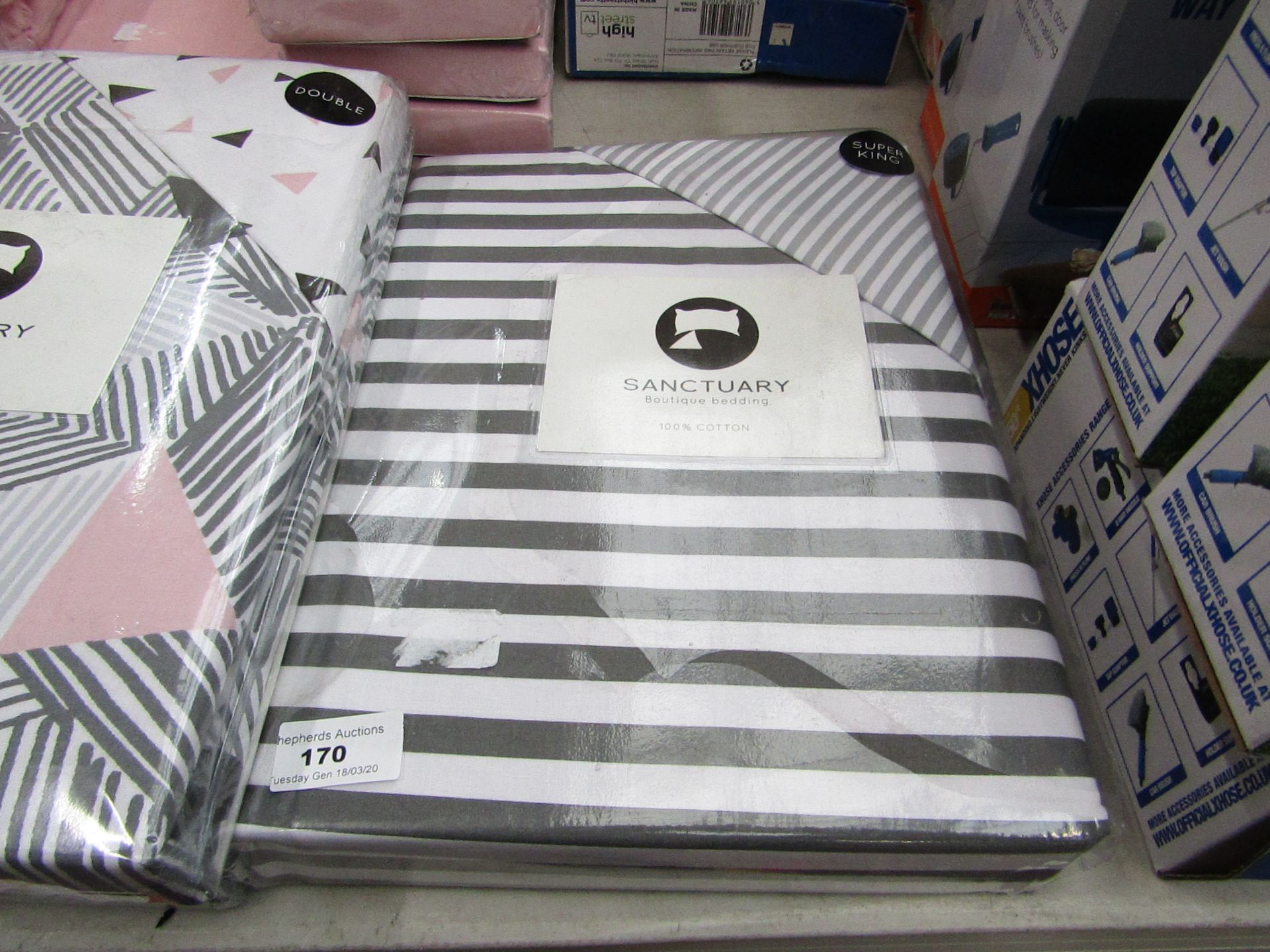 Sanctuary Boutique Bedding 100% Cotton - Harper Mono Duvet Set SUPERKING - New & Packaged.