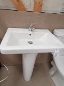 Verso Cloakroom basin set that includes a 550mm sink with full pedestal and a Mono Block Sink tap