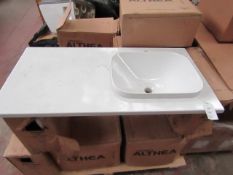 Althea Ceramica Movado ceramic shelf set includes a Movando 45 in set sink and a 1000 x 500mm