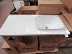 Althea Ceramica Movado ceramic shelf set includes a Movando 45 in set sink and a 1000 x 500mm