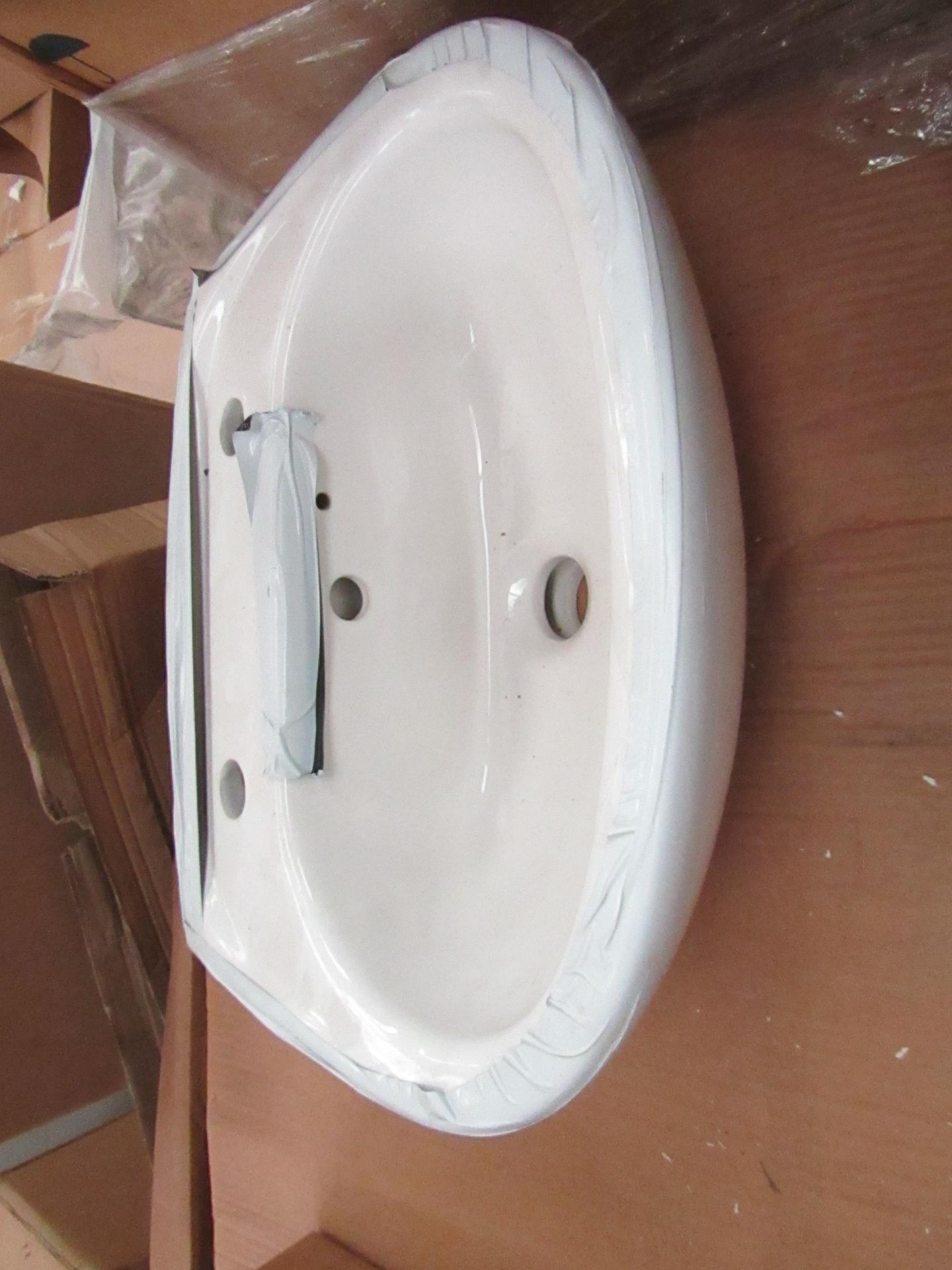 2x Oxford 2TH cloakroom basin, new and boxed.