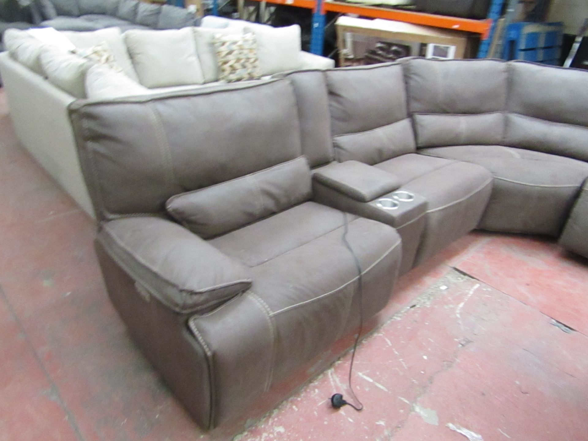 Kuka Sectional Corner sofa with 3 reclining sections and a storage arm rest with cup holders, the - Image 2 of 2