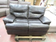 2 Seater Brown Leather Electric reclining sofa, tested working