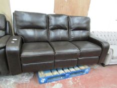 Costco 3 Seater Brown Leather electric reclining sofa, tested working