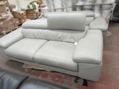 Nicoletti Lipari 2 seater soifa with multi postion head rests in light grey leather, RRP circa £