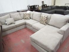 Fabric L Shaped sofa with Chaise built on, no feet.