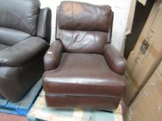 Rocking Swivel manual reclining Arm chair, tested working but has a discoloured patch on the head