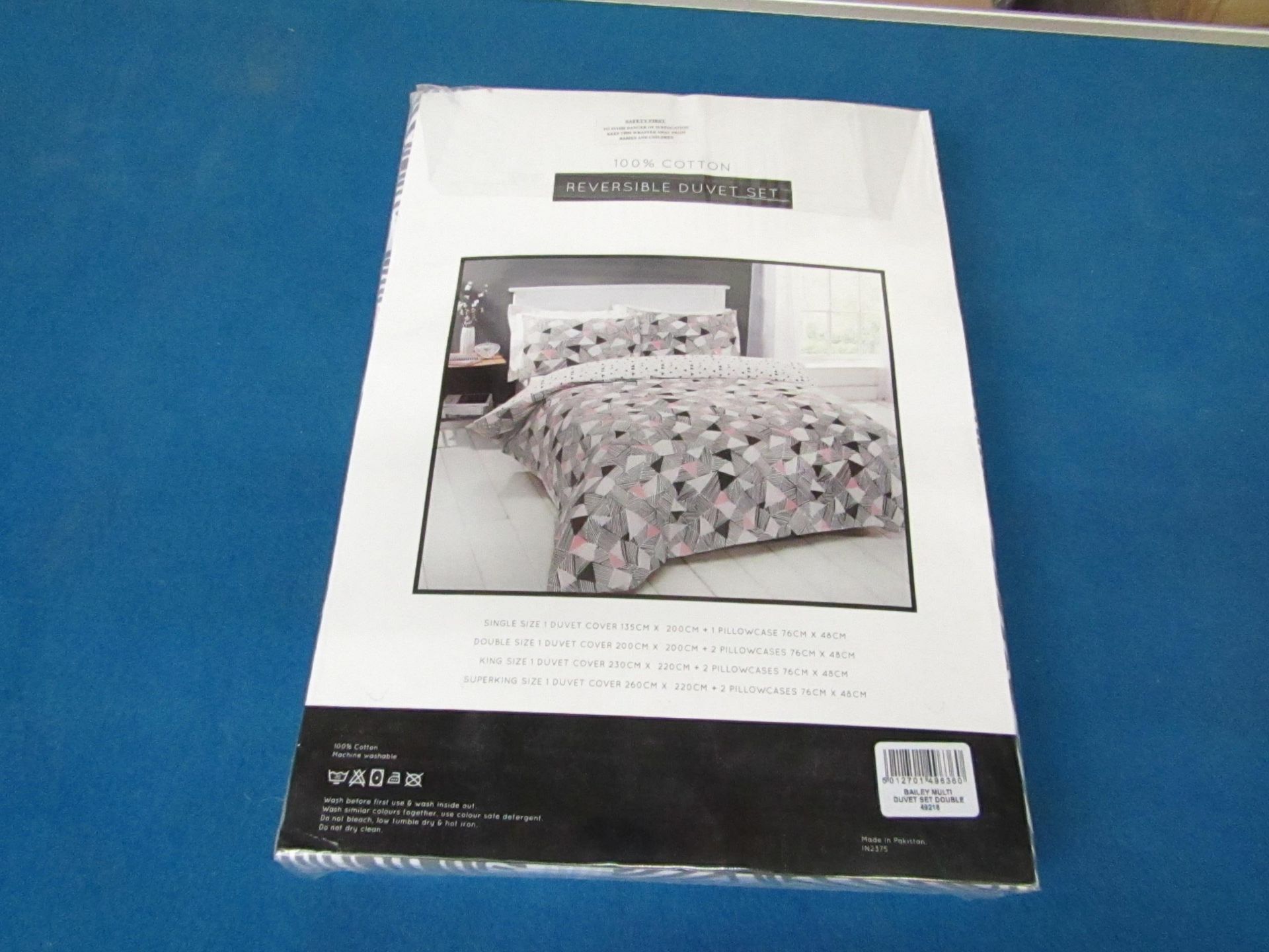 Box of 8x Sanctuary Bailey Multi Coloured Duvet Set Double, includes duvet cover and 2 matching