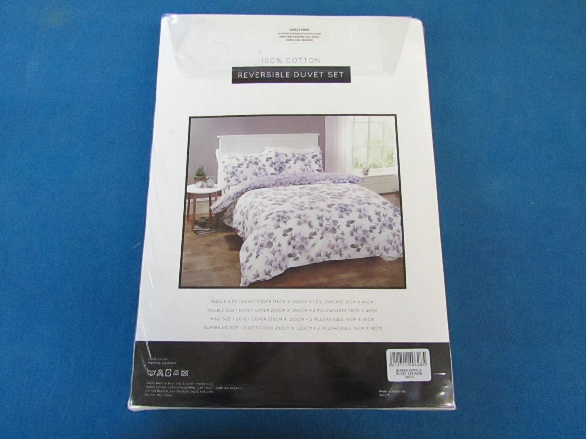 Sanctuary Elissia Purple Reversible Duvet Set Kingsize, Includes Duvet cover and 2 Matching pillow