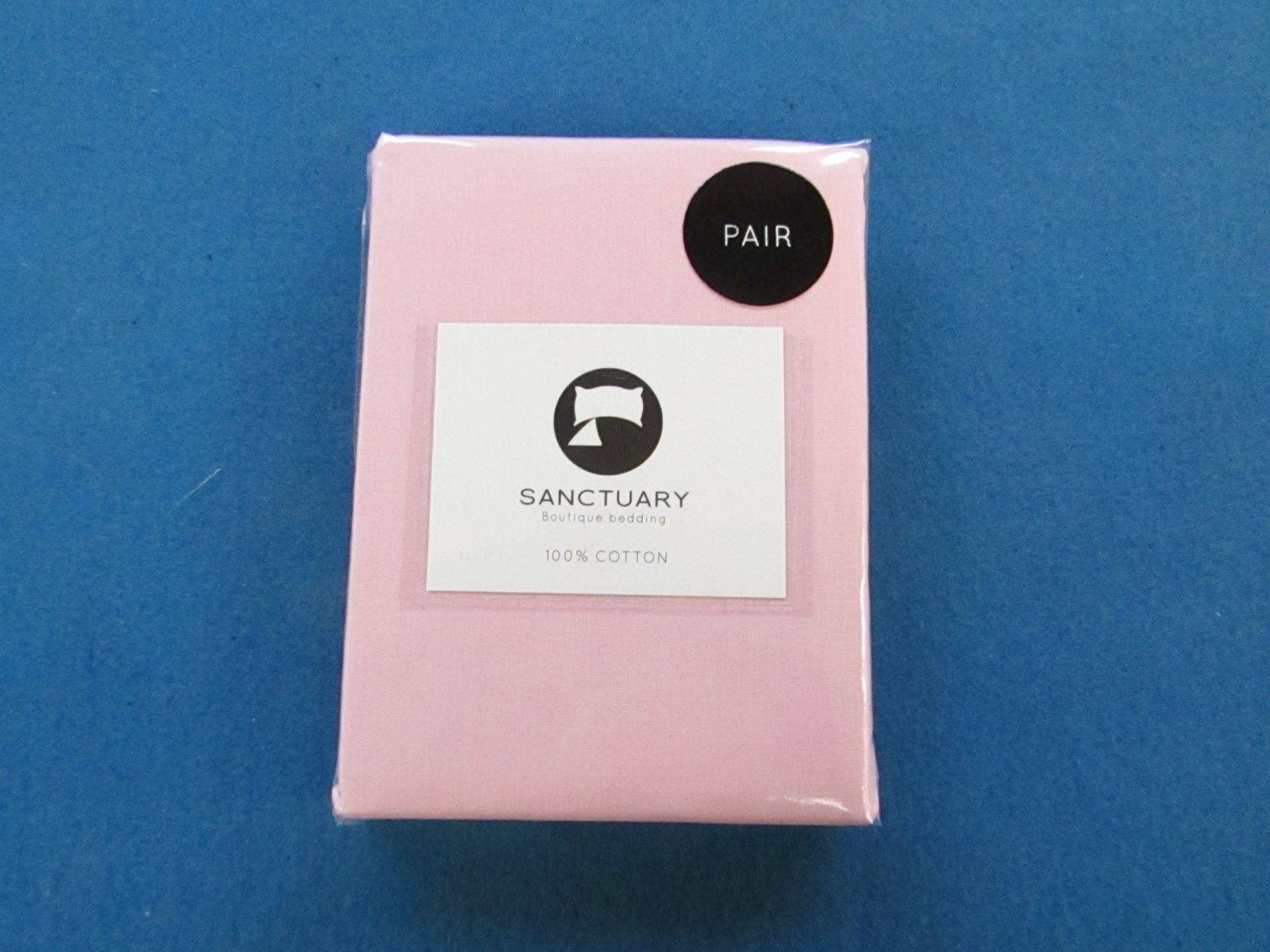 1 X Pair of Sanctuary Plain Housewife Pillowcases Blush 48 X 76 + 18cm Flap 100 % Cotton,new &