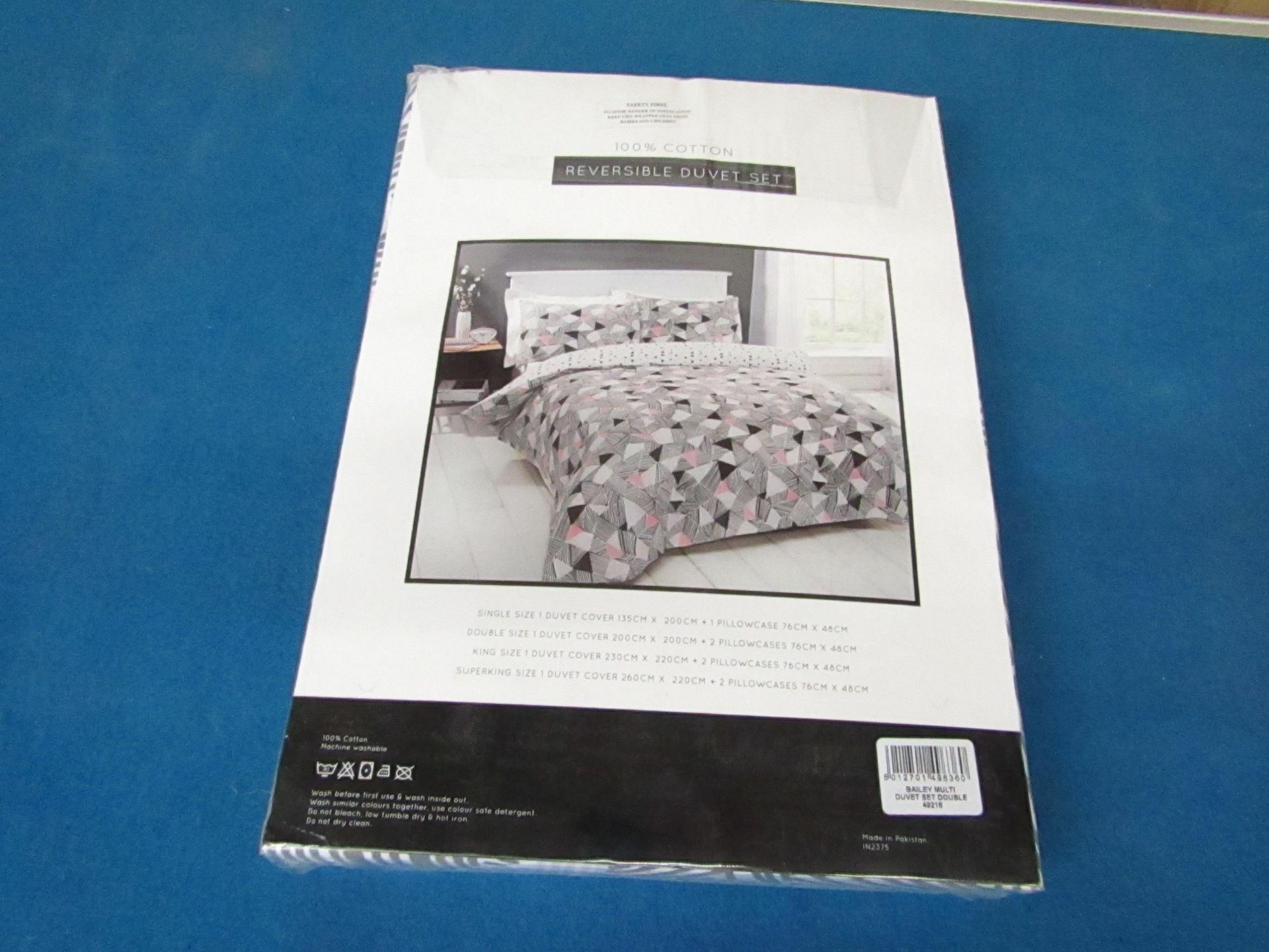 Sanctuary Bailey Multi Coloured Duvet Set Double, includes duvet cover and 2 matching pillow