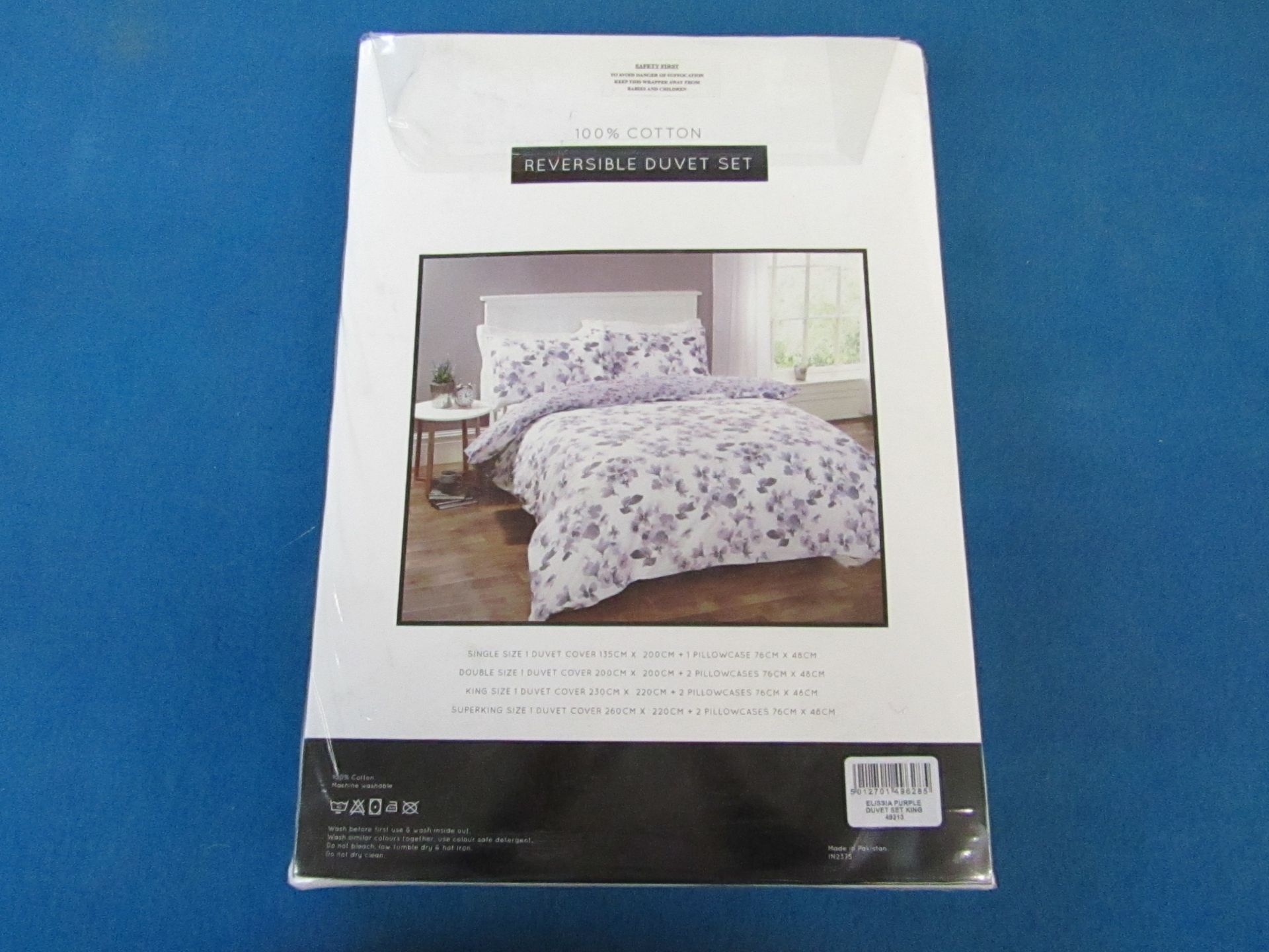 Sanctuary Elissia Purple Reversible Duvet Set Kingsize, Includes Duvet cover and 2 Matching pillow