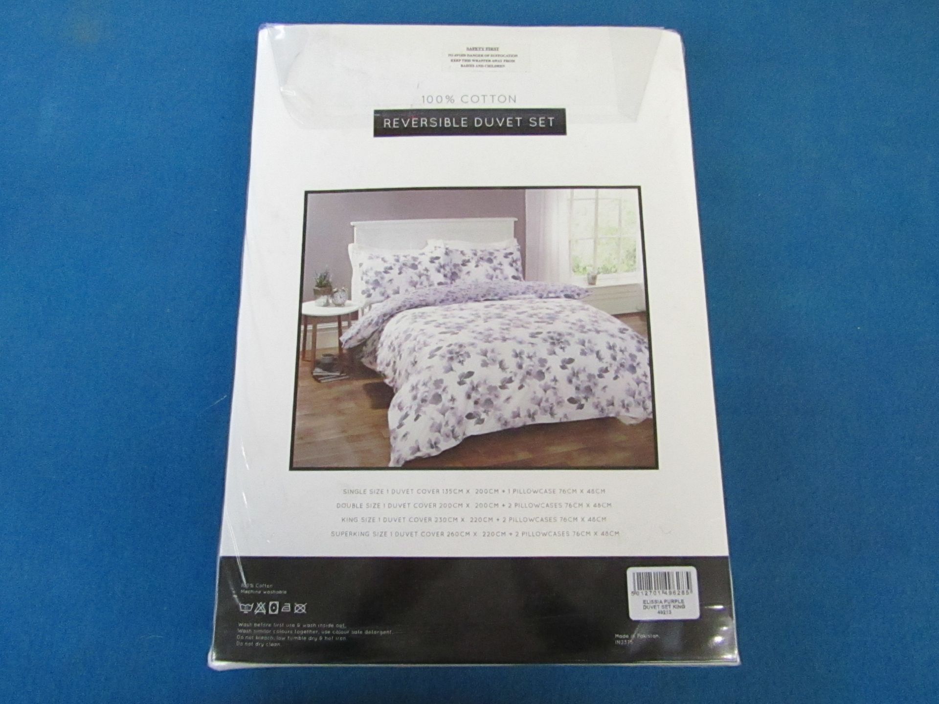 Sanctuary Elissia Purple Reversible Duvet Set Kingsize, Includes Duvet cover and 2 Matching pillow