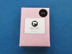 1 X Pair of Sanctuary Plain Housewife Pillowcases Blush 48 X 76 + 18cm Flap 100 % Cotton,new &