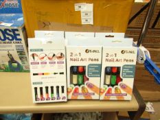 8x Tanel 2 in 1 nail art pens, new and boxed.