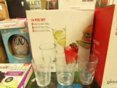 1 x Glass4you.com 18 Piece Set of Glasses. Boxed