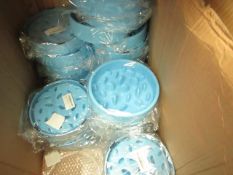 5x Blue pet bowls, all new.