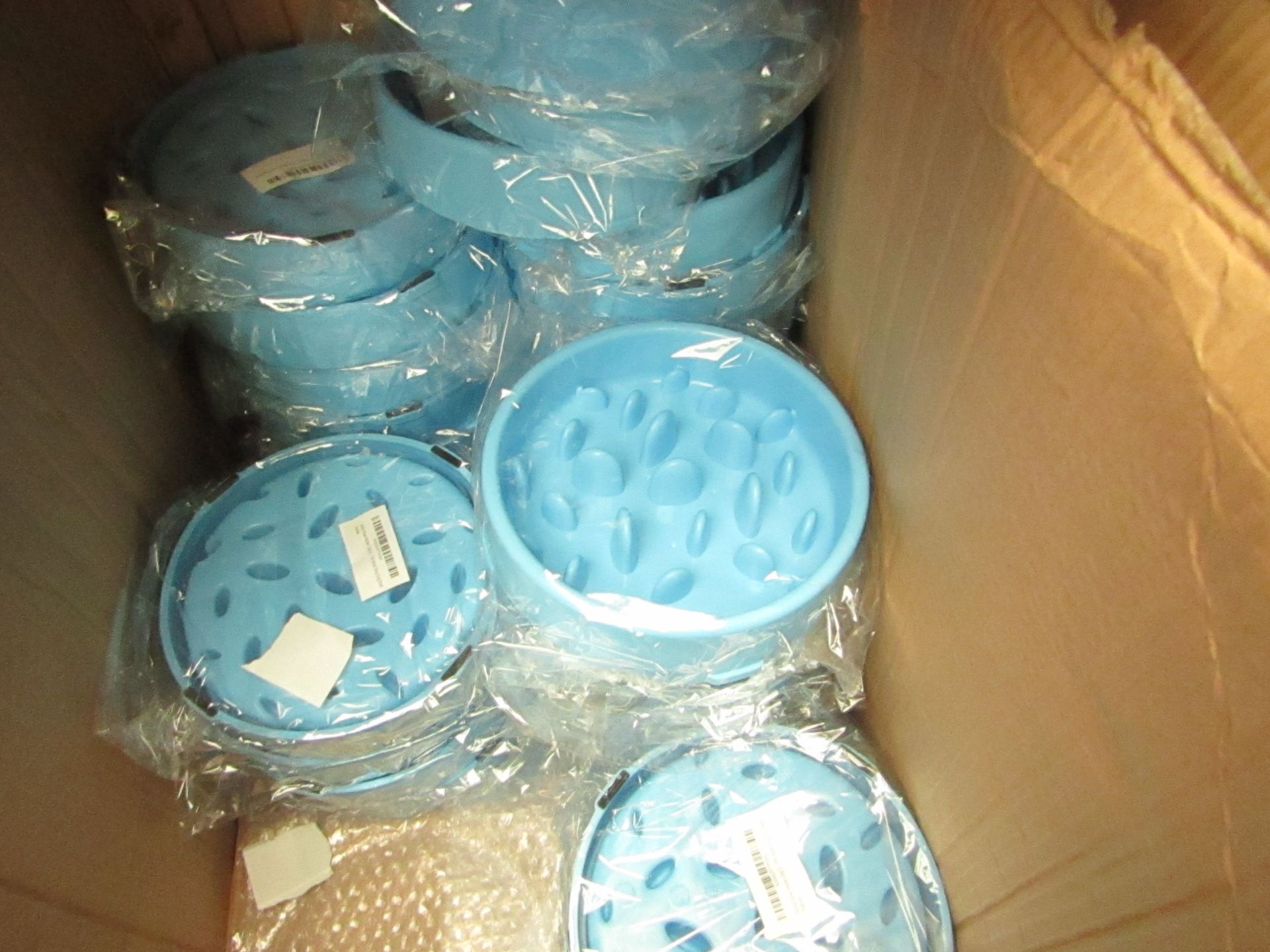 5x Blue pet bowls, all new.