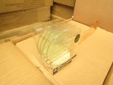 6x Packs of 4 glass round coasters, new and packaged.