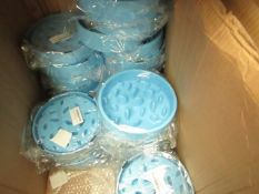 5x Blue pet bowls, all new.