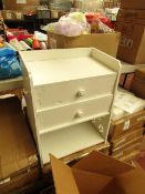 2 Drawer bedside rack with shelf, new and boxed.