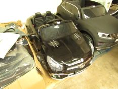 Mercedes-Benz SL65 AMG children's ride-on car in black, tested working but front wheels appear to be