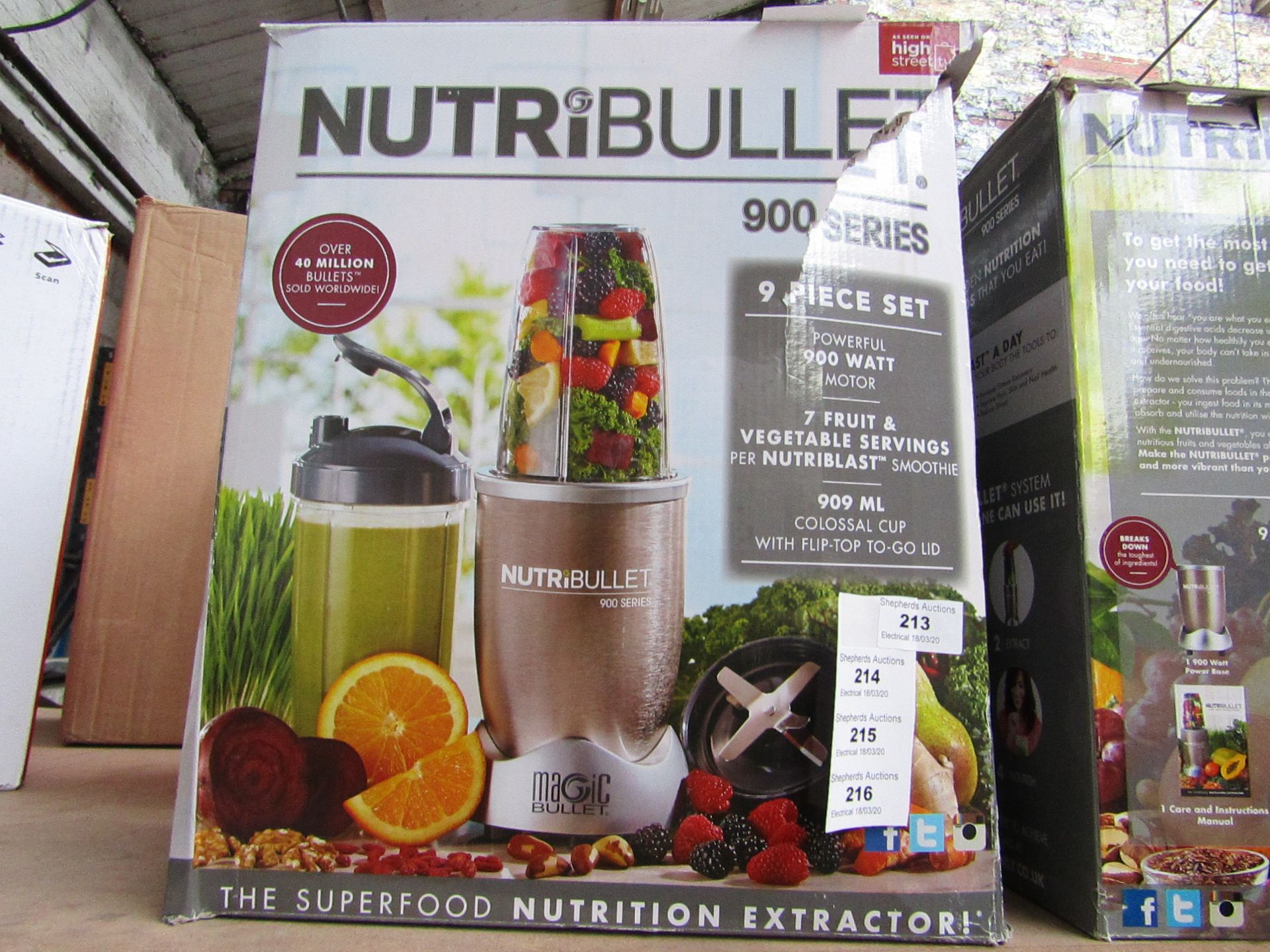 | 1x | NUTRIBULLET 900 SERIES | UNCHECKED AND BOXED | NO ONLINE RE-SALE | SKU C5060191467353 |