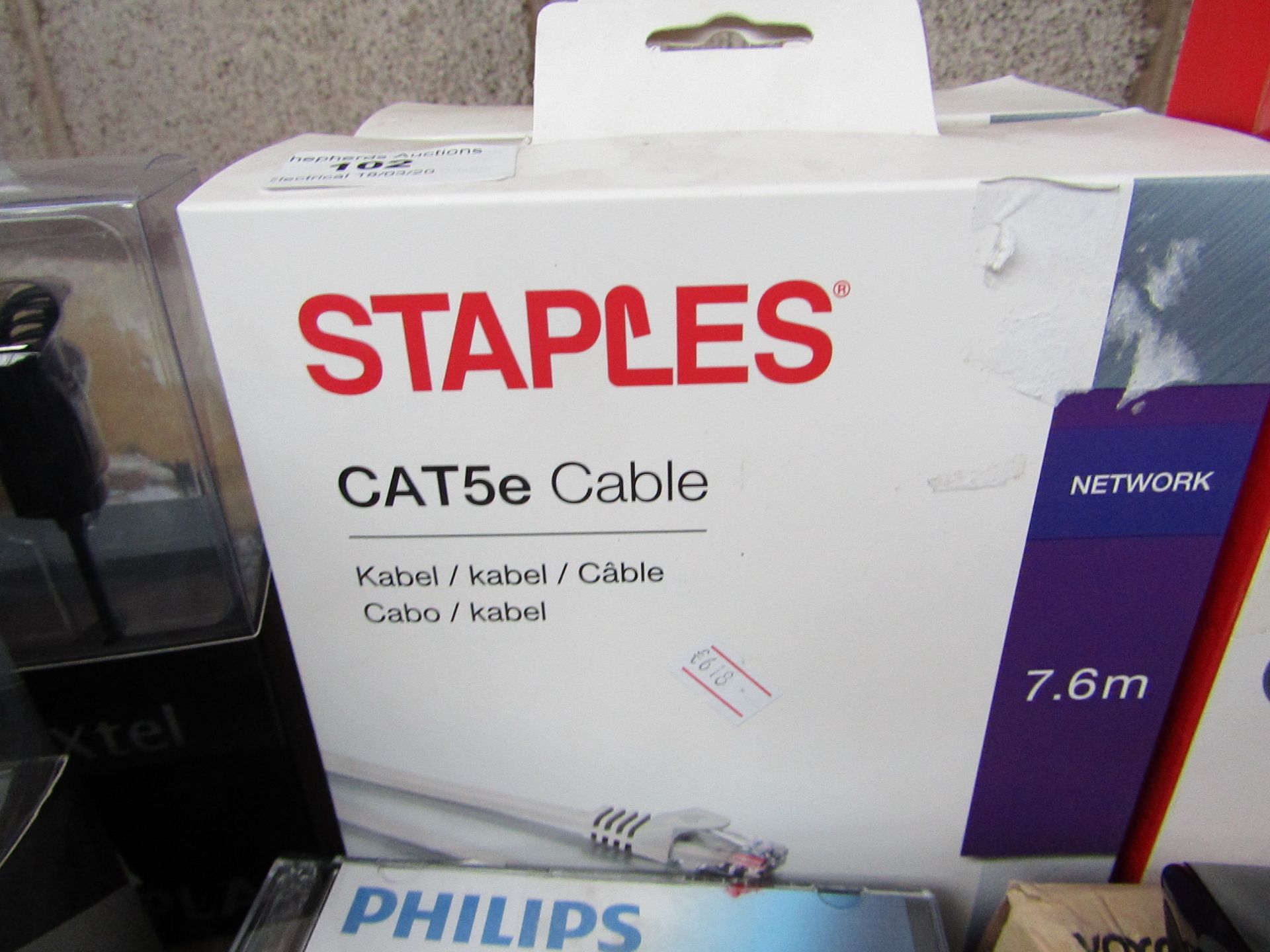 2x Staples - CAT5e Cable (7.6m) - Boxed.