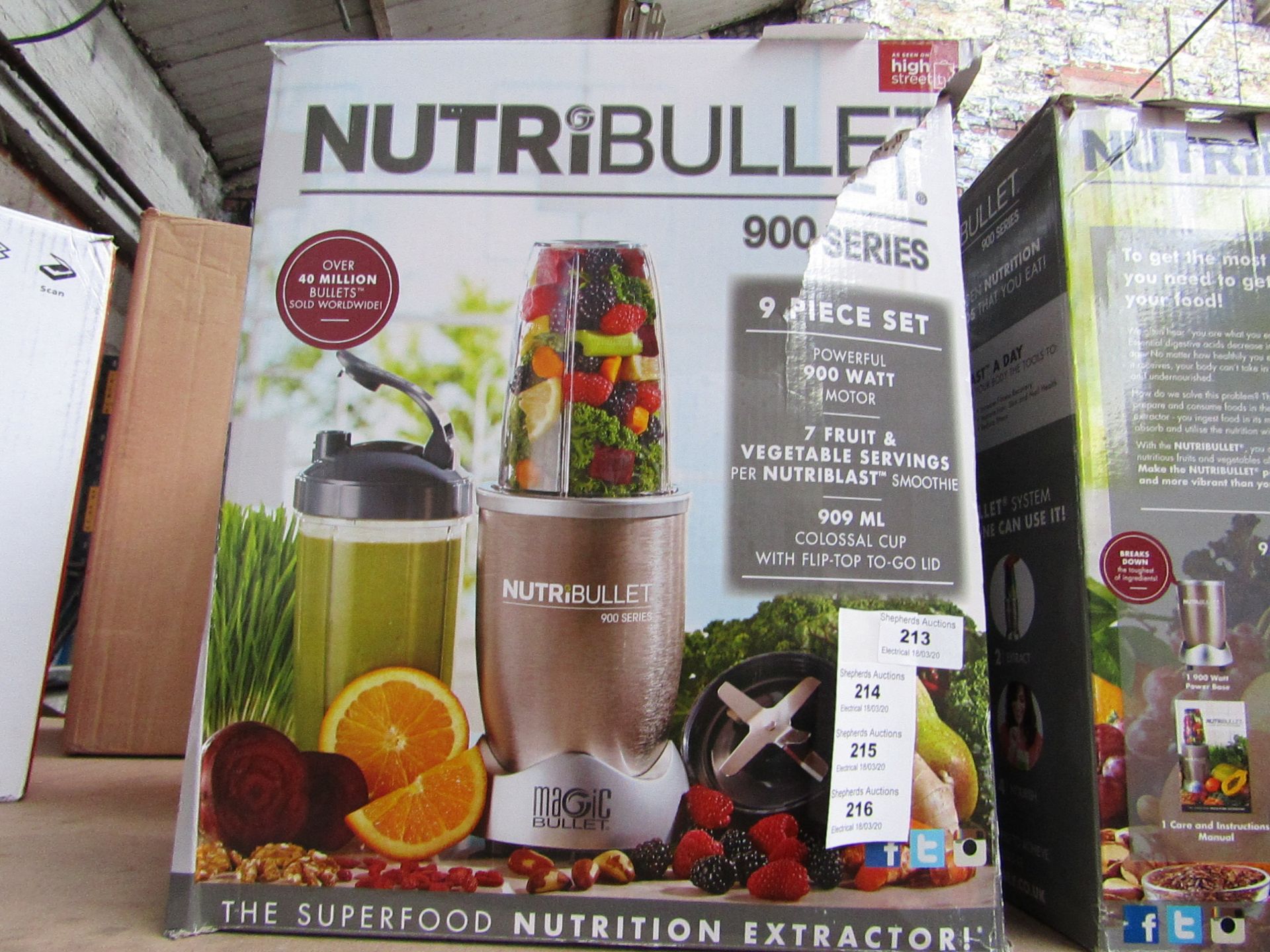 | 1x | NUTRIBULLET 900 SERIES | UNCHECKED AND BOXED | NO ONLINE RE-SALE | SKU C5060191467353 |