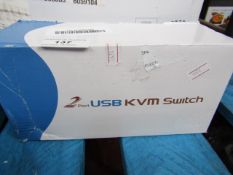 2 Port USB KVM Switch - Untested & Boxed.