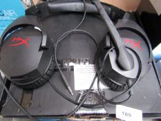 Hyper X gaming headphones, tested working for sound to the headphones and boxed.