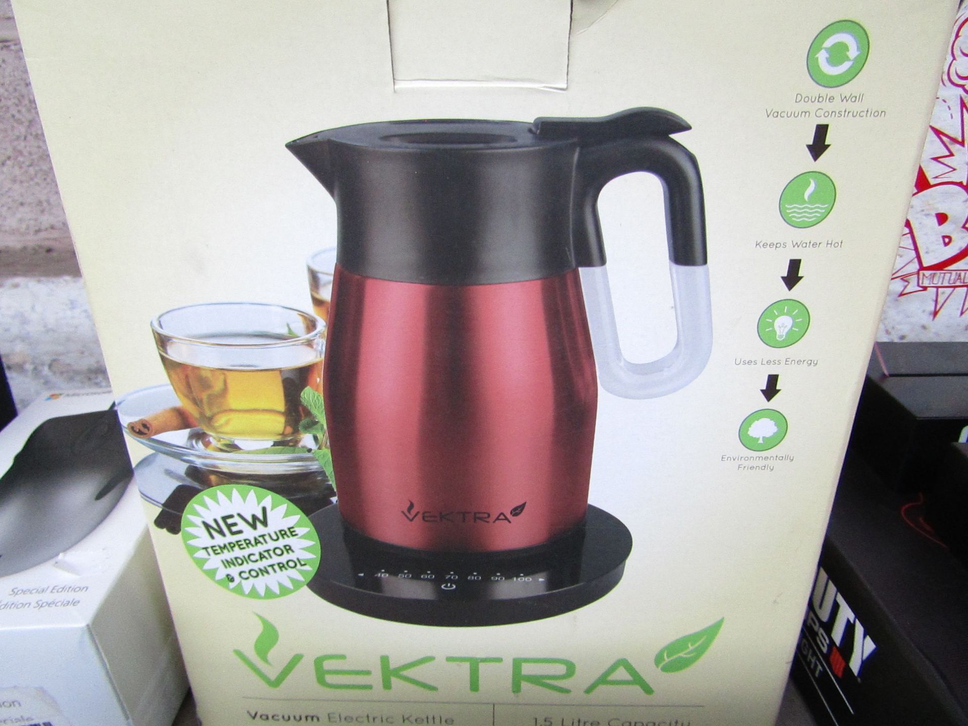 VEKTRA - Vacuum Kettle, 1.5L - Untested & Boxed.