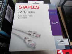 2x Staples - CAT5e Cable (7.6m) - Boxed.
