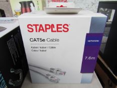 2x Staples - CAT5e Cable (7.6m) - Boxed.