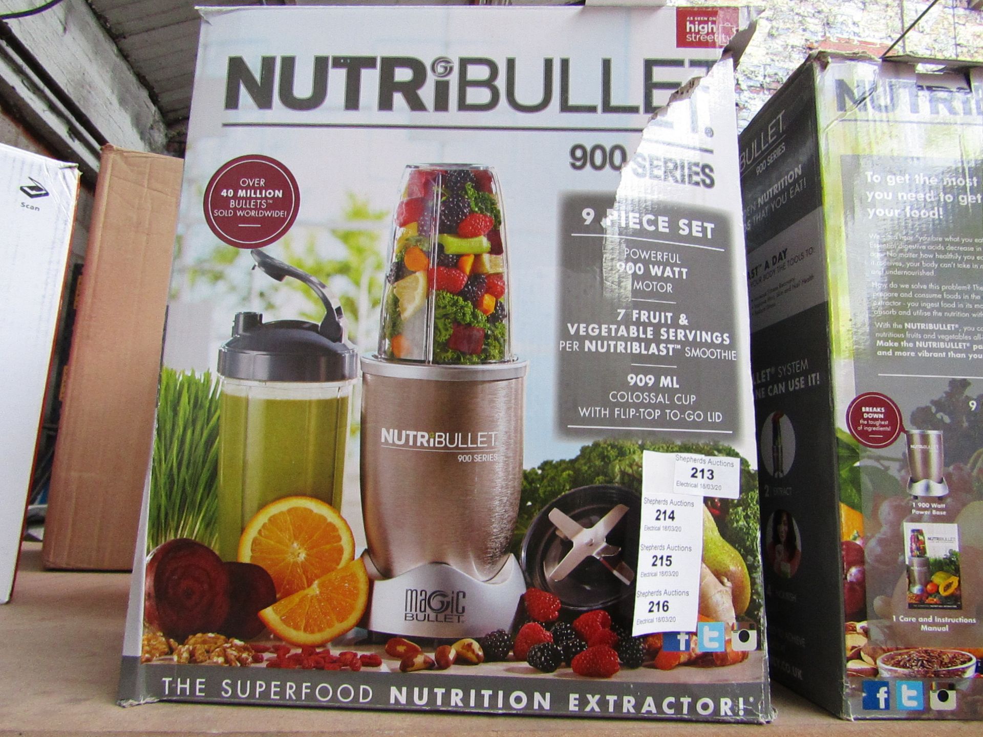 | 1x | NUTRIBULLET 900 SERIES | UNCHECKED AND BOXED | NO ONLINE RE-SALE | SKU C5060191467353 |