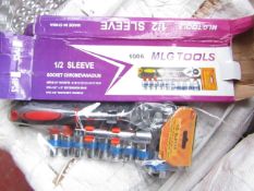 MLG Tools 12 piece socket set, new in carry case.