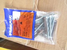 5x Packs of 12 Rawl Plug brown brickwork fixings, new and packaged.