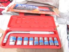 10 Piece MLG Tools socket set with L type handle, new and boxed