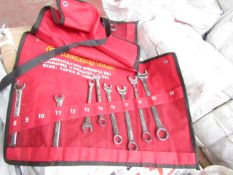 Heshang Tools 12 Piece chrome vanadium steel combination spanner set, new in carry roll.