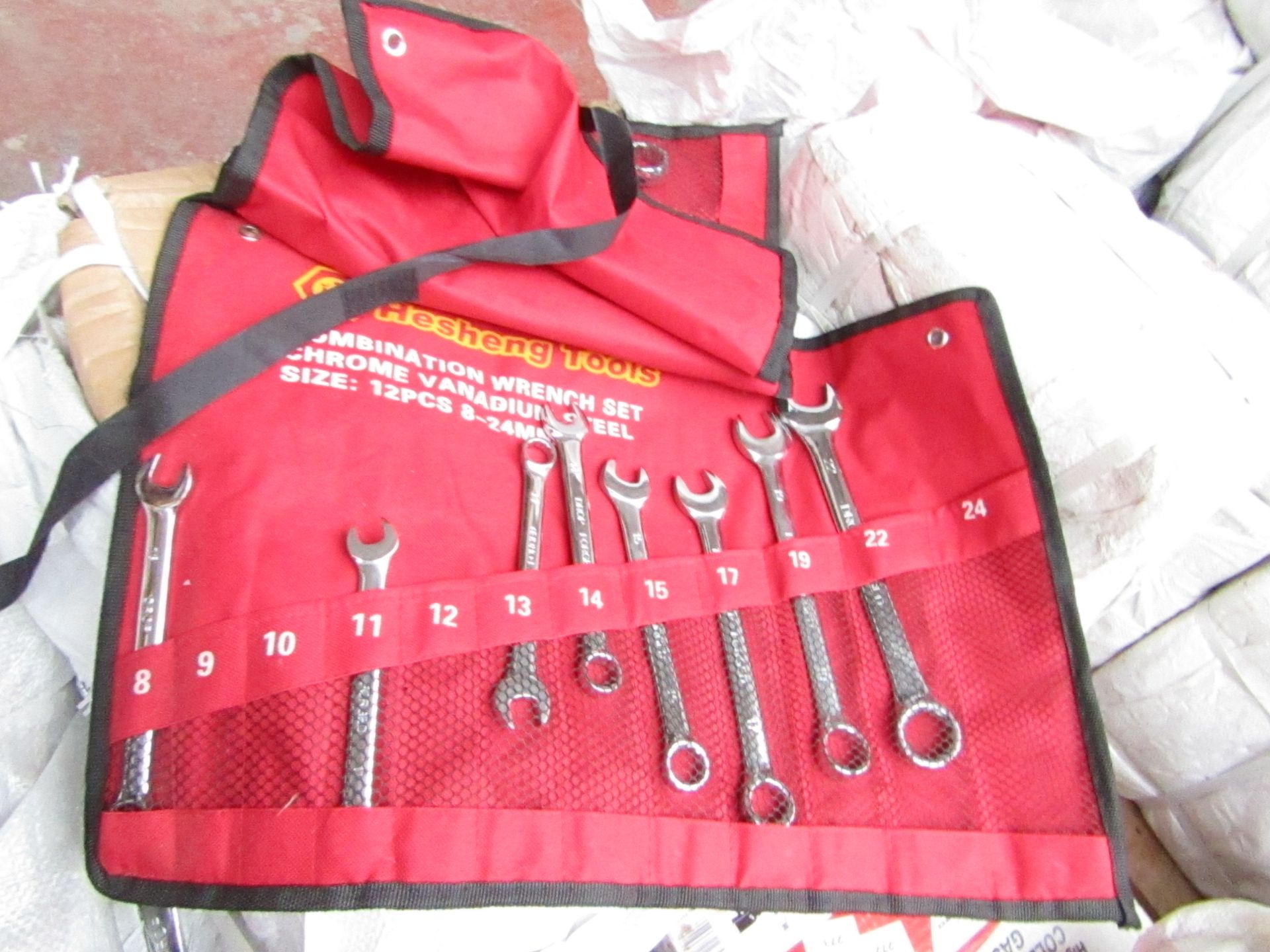 Heshang Tools 12 Piece chrome vanadium steel combination spanner set, new in carry roll.