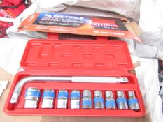 10 Piece MLG Tools socket set with L type handle, new and boxed